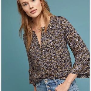 Maeve Blue and Yellow Floral Blouse